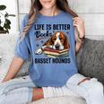 Basset Hound Dog Breed Life Is Better With Books And a For Men Women Girls Kids Women's Comfort Colors T-Shirt Chalky Mint