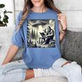 Bigfoot With Alien Reading A Book Bigfoot And UFO Women's Comfort Colors T-Shirt Chalky Mint
