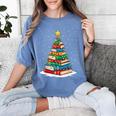 Book Christmas Tree Xmas Lights Book Lover Teacher Librarian Women's Comfort Colors T-Shirt Chalky Mint