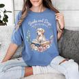 Book And Dog Lover Reading Humor Librarian Women's Comfort Colors T-Shirt Chalky Mint