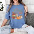 All Booked For Fall Books Coffee Fall Leaves Pumpkins Autumn Women's Comfort Colors T-Shirt Chalky Mint