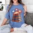 Books Fireworks 4th Of July Bookworm Patriotic Reader Women's Comfort Colors T-Shirt Chalky Mint
