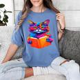 Cat Book Shirt Colorful Cat Reading Book Women's Comfort Colors T-Shirt Chalky Mint Cat Book Shirt Colorful Cat Reading Book Women's Comfort Colors T-Shirt Chalky Mint