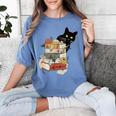 Cat And Books Flowers Reading Club Cat Lover Bookworm Women's Comfort Colors T-Shirt Chalky Mint
