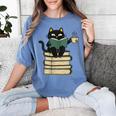 Cat Reading Book Women's Comfort Colors T-Shirt Chalky Mint