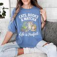 Cats Books And Matcha Life Is Perfect Green Tea Matcha Women's Comfort Colors T-Shirt Chalky Mint Cats Books And Matcha Life Is Perfect Green Tea Matcha Women's Comfort Colors T-Shirt Chalky Mint