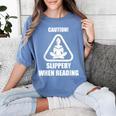 Caution Slippery When Reading Book Lover Women's Comfort Colors T-Shirt Chalky Mint