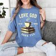 Christian Bookworm Love God Read Books Drink Tea Women's Comfort Colors T-Shirt Chalky Mint