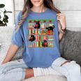 Christmas Cat Santa Bookshelves Book Lover Reader Women's Comfort Colors T-Shirt Chalky Mint