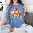 Christmas Gingerbread Man Reading Book Snowflake Teacher Women's Comfort Colors T-Shirt Chalky Mint