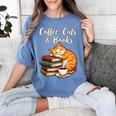 Coffee Cats & Books Lover For Women & Girls Coffee Women's Comfort Colors T-Shirt Chalky Mint