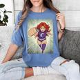 The Crimson Crescent 90s Retro Comic Book Superheroine Art Women's Comfort Colors T-Shirt Chalky Mint The Crimson Crescent 90s Retro Comic Book Superheroine Art Women's Comfort Colors T-Shirt Chalky Mint