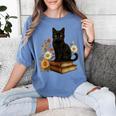 Cute Cat Book Flowers Women's Comfort Colors T-Shirt Chalky Mint Cute Cat Book Flowers Women's Comfort Colors T-Shirt Chalky Mint