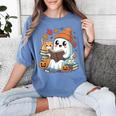 Cute Cozy Ghost Reading With Cat Book Lover Autumn Fall Women's Comfort Colors T-Shirt Chalky Mint Cute Cozy Ghost Reading With Cat Book Lover Autumn Fall Women's Comfort Colors T-Shirt Chalky Mint