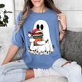 Cute Ghost Holding Books Bookish Christmas Women's Comfort Colors T-Shirt Chalky Mint