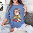 Cute Hedgehog Reading Books Animal Lover Reader Bookworm Women's Comfort Colors T-Shirt Chalky Mint