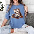 Cute Kitten Bookworm Adorable Cat With Glasses Reading Book Women's Comfort Colors T-Shirt Chalky Mint