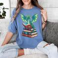 Dragon Reading Books Fantasy Lovers Mythical Creatures Women's Comfort Colors T-Shirt Chalky Mint Dragon Reading Books Fantasy Lovers Mythical Creatures Women's Comfort Colors T-Shirt Chalky Mint