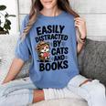 Easily Distracted By Cats And Books Lovers Reading Women's Comfort Colors T-Shirt Chalky Mint Easily Distracted By Cats And Books Lovers Reading Women's Comfort Colors T-Shirt Chalky Mint