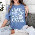 Easily Distracted By Cats And Books Reading Apparel Women's Comfort Colors T-Shirt Chalky Mint
