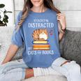 Easily Distracted By Cats And Books Reading Lover Bookish Women's Comfort Colors T-Shirt Chalky Mint