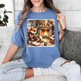 Fox Reads By Fireplace In Cabin Rustic Book Cozy Cup Tea Women's Comfort Colors T-Shirt Chalky Mint Fox Reads By Fireplace In Cabin Rustic Book Cozy Cup Tea Women's Comfort Colors T-Shirt Chalky Mint