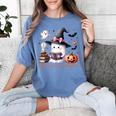 Ghost Reading Book Coquette Bow Halloween Girl Toddler Kid Premium Women's Comfort Colors T-Shirt Chalky Mint