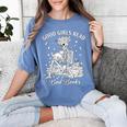 Good Girls Read Bad Books Skeleton Reading Book Halloween Women's Comfort Colors T-Shirt Chalky Mint