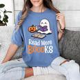 Halloween Teacher Women Cute Reading Ghost Read More Books Women's Comfort Colors T-Shirt Chalky Mint