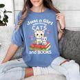 Just A Girl That Loves Cats And Books Cute Cat & Bookwork Women's Comfort Colors T-Shirt Chalky Mint Just A Girl That Loves Cats And Books Cute Cat & Bookwork Women's Comfort Colors T-Shirt Chalky Mint