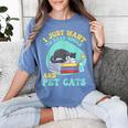 I Just Want To Read Books And Pet Cats Cat Book Lovers Women's Comfort Colors T-Shirt Chalky Mint