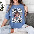 Kawaii Cat And Books Just A Girl Who Loves Both Women's Comfort Colors T-Shirt Chalky Mint Kawaii Cat And Books Just A Girl Who Loves Both Women's Comfort Colors T-Shirt Chalky Mint