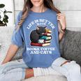 Life Is Better With Books Cats & Coffee Librarian Book Lover Women's Comfort Colors T-Shirt Chalky Mint Life Is Better With Books Cats & Coffee Librarian Book Lover Women's Comfort Colors T-Shirt Chalky Mint
