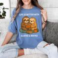 Life Is Better With Sloths And Books Cute Sloth Lover Women's Comfort Colors T-Shirt Chalky Mint