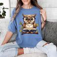 Owl Reading A Book Perched On A Branch Bookworm Women's Comfort Colors T-Shirt Chalky Mint