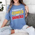 Powered By Comics And Snacks Comic Book Lover Women's Comfort Colors T-Shirt Chalky Mint