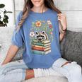 Raccoon Books Reading Flowers Women's Comfort Colors T-Shirt Chalky Mint Raccoon Books Reading Flowers Women's Comfort Colors T-Shirt Chalky Mint