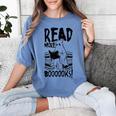 Read More Books Ghost Halloween Reading Teacher Literacy Women's Comfort Colors T-Shirt Chalky Mint