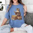 Reading Cat Book Lover Women's Comfort Colors T-Shirt Chalky Mint