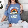 Retro Rainbow Take A Look It's In A Book Reading Women's Comfort Colors T-Shirt Chalky Mint