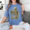 Skeleton Book Floral Skull Halloween Teacher Costume Women's Comfort Colors T-Shirt Chalky Mint