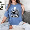 Skeleton Skull Halloween Book Reading Books Lover Teacher Women's Comfort Colors T-Shirt Chalky Mint