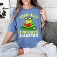 Toad-Ally 100 Days Smarter Frog Reading Book 100 School Day Women's Comfort Colors T-Shirt Chalky Mint