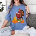 Turkey Reading Books Fall Thanksgiving Teacher Book Women's Comfort Colors T-Shirt Chalky Mint