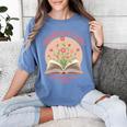 Unearth a Story 2026 Summer Reading Program Flowers Book Premium Tri-Blend Women's Comfort Colors T-Shirt Chalky Mint