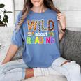 Wild About Reading Library Day Reading Books & Bookworm Women's Comfort Colors T-Shirt Chalky Mint