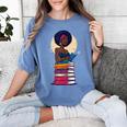 Woman And Books Stack Afro Girl Reading Lover Women's Comfort Colors T-Shirt Chalky Mint