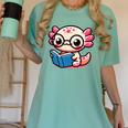 Adorable Book Lover Axolotl With Reading Glasses Cute Women's Comfort Colors T-Shirt Violet Adorable Book Lover Axolotl With Reading Glasses Cute Women's Comfort Colors T-Shirt Violet