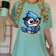 Adorable Book Lover Blue Jay With Reading Glasses Cute Raglan Baseball Tee Women's Comfort Colors T-Shirt Violet
