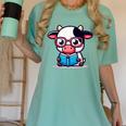 Adorable Book Lover Cow With Reading Glasses Cute Women's Comfort Colors T-Shirt Violet